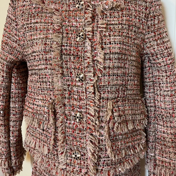 5040-MTT Two Piece  Womens Multi Color Tweed Button Front Jacket & Skirt Sz XS - Picture 3 of 14